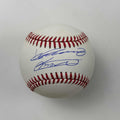 Autographed/Signed Vladimir Vlad Guerrero Jr. & Sr. Rawlings Official Major League Baseball ROML Beckett BAS COA