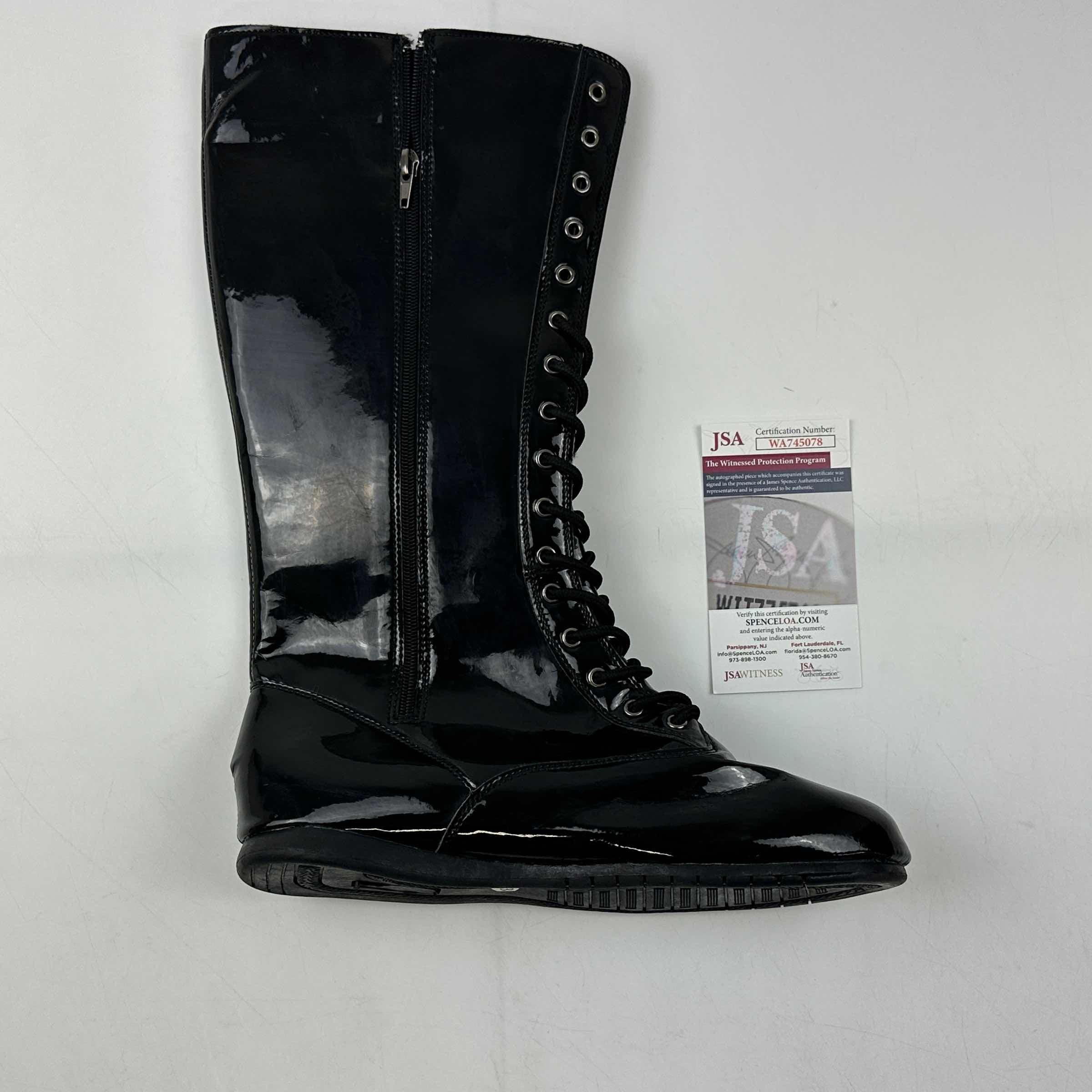 Autographed/Signed Hulk Hogan Black WWE WWF Wrestling Boot/Shoe JSA COA Auto