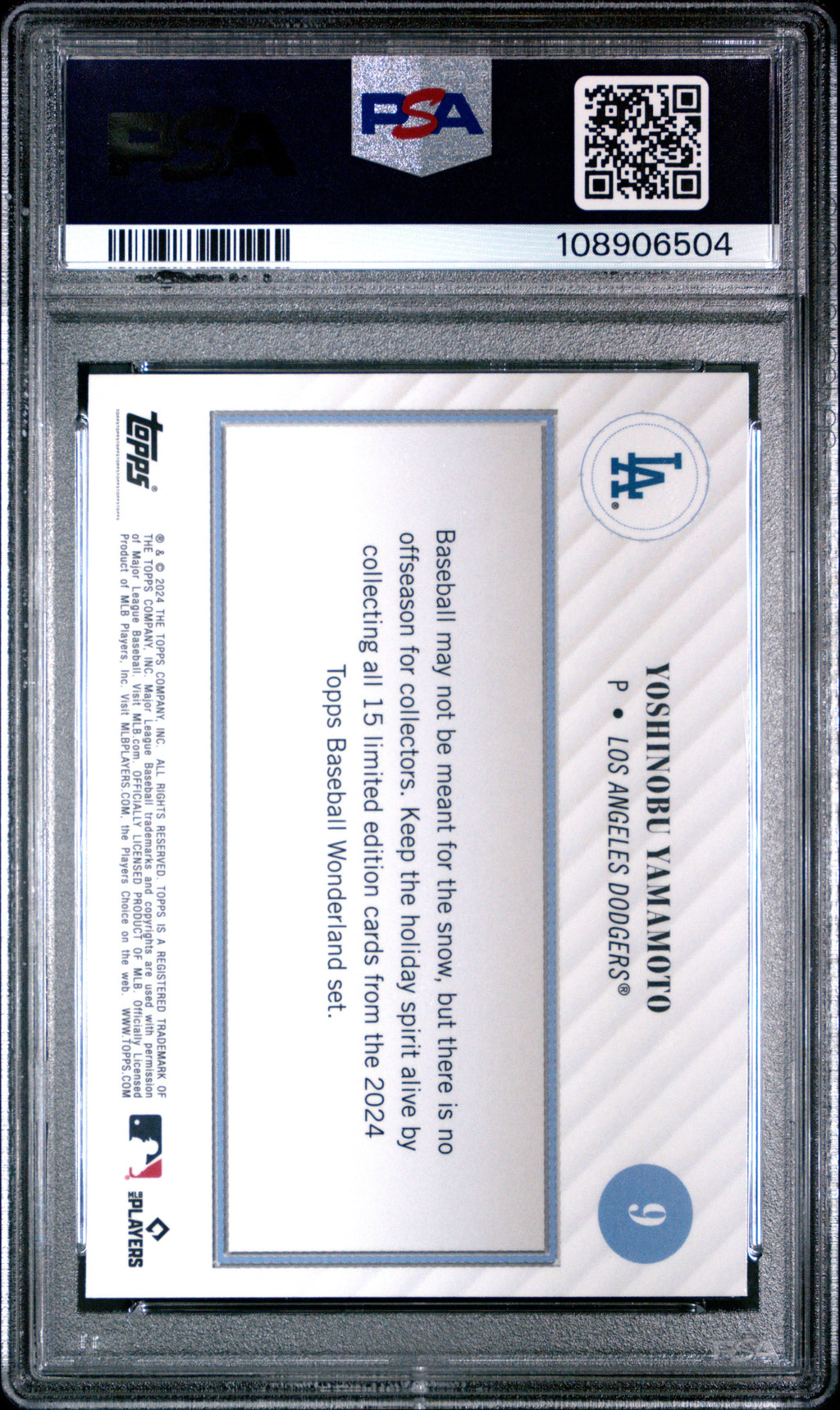 Graded 2024 Topps Wonderland Yoshinobu Yamamoto #9 Rookie RC Baseball Card PSA 9 Mint