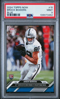 Graded 2024 Topps Now Brock Bowers #15 Blue /49 Rookie RC Football Card PSA 9 Mint