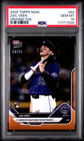 Graded 2025 Topps Now Zac Veen #52 Orange Foil /25 Rookie RC Baseball Card PSA 10 Gem Mint