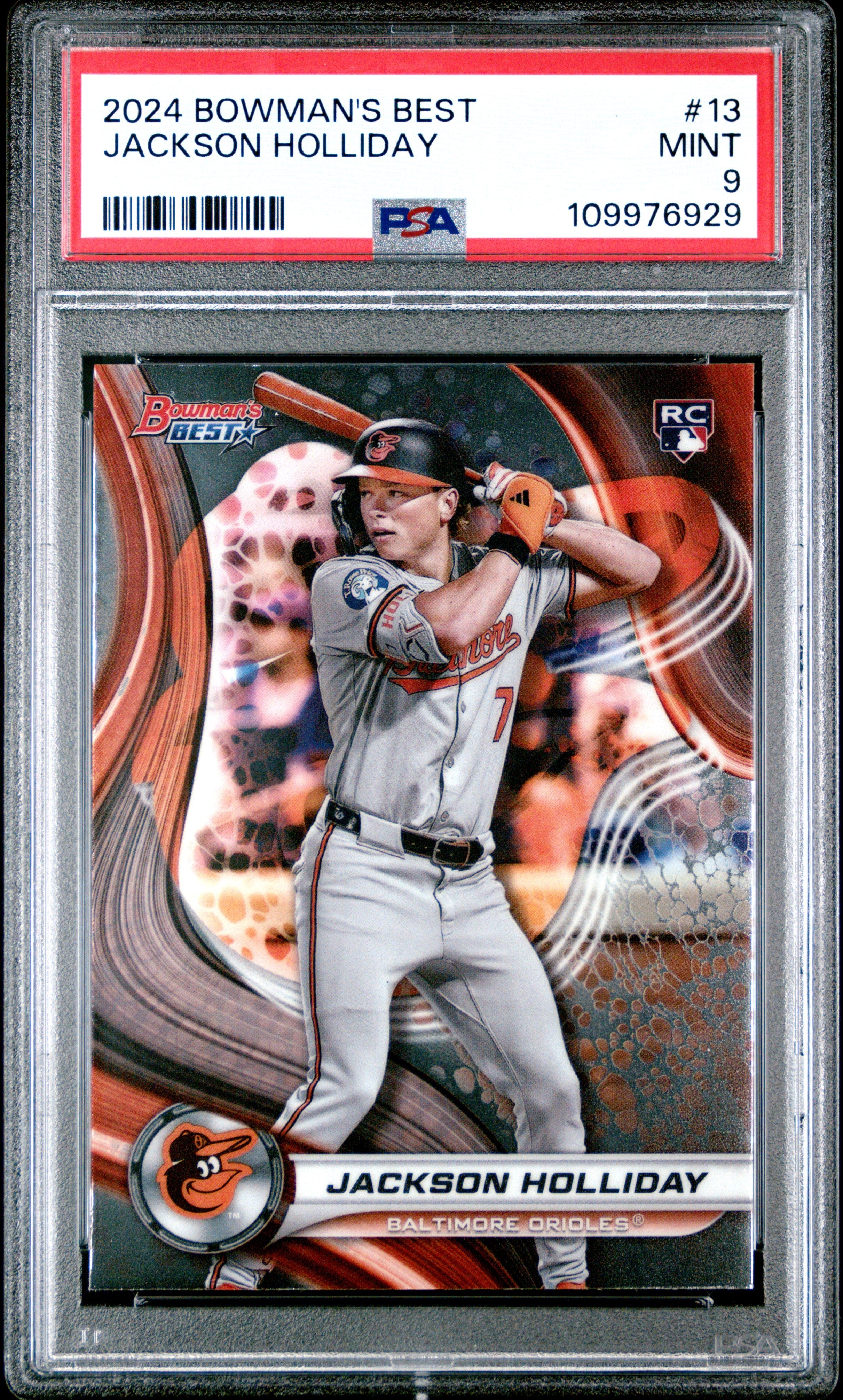 Graded 2024 Topps Bowmans Best Jackson Holliday #13 Rookie RC Baseball Card PSA 9 Mint