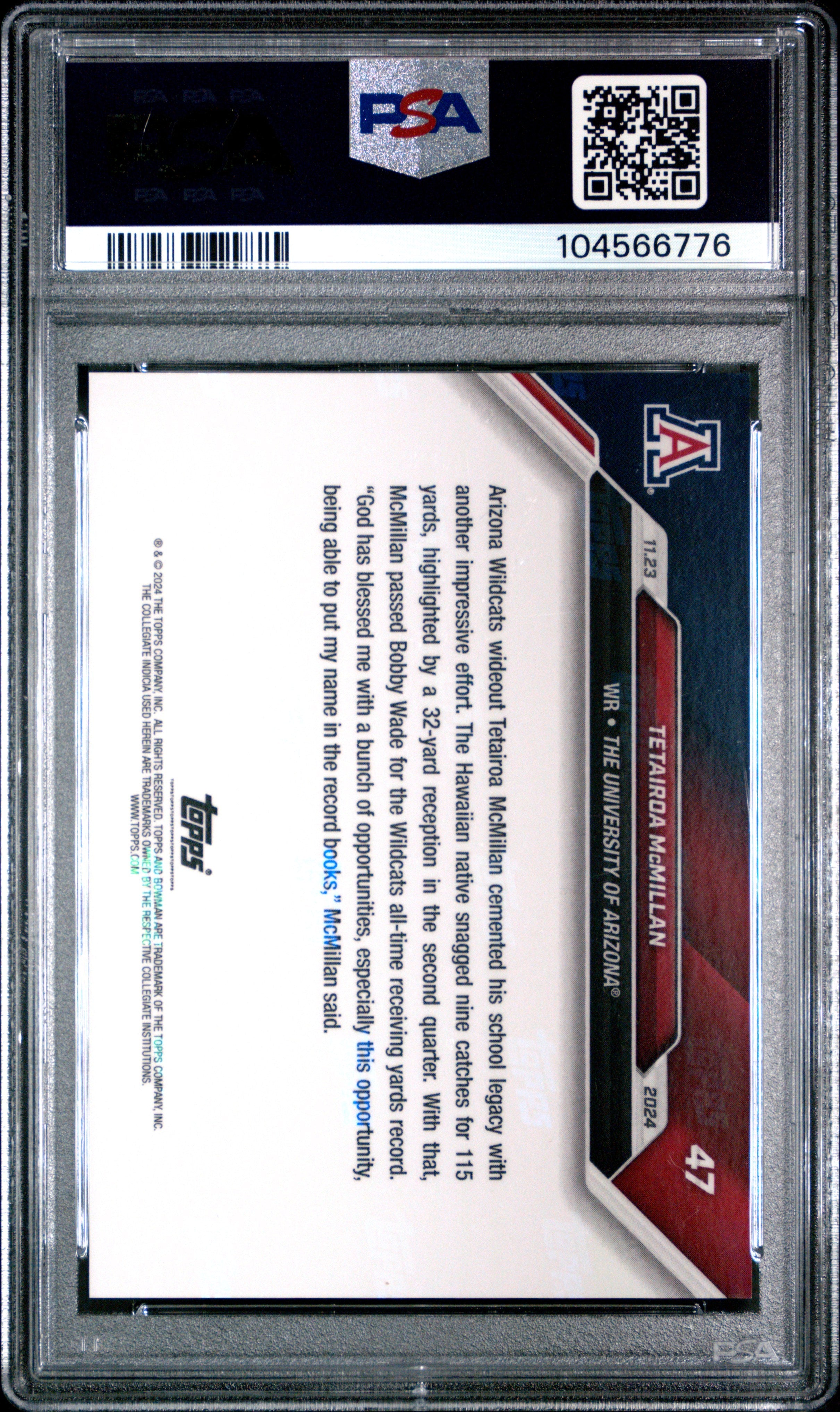 Graded 2024 Topps Bowman U Now Tetairoa McMillan #47 Orange /5 Rookie RC Football Card PSA 10 Gem Mint